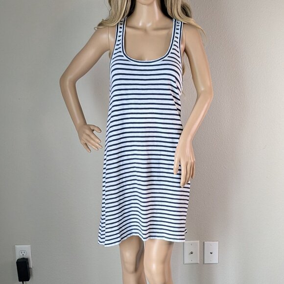 J Crew Swingy Mini Tank Dress Womens Small Striped Blue/White Sleeveless #BF158 - Picture 1 of 16